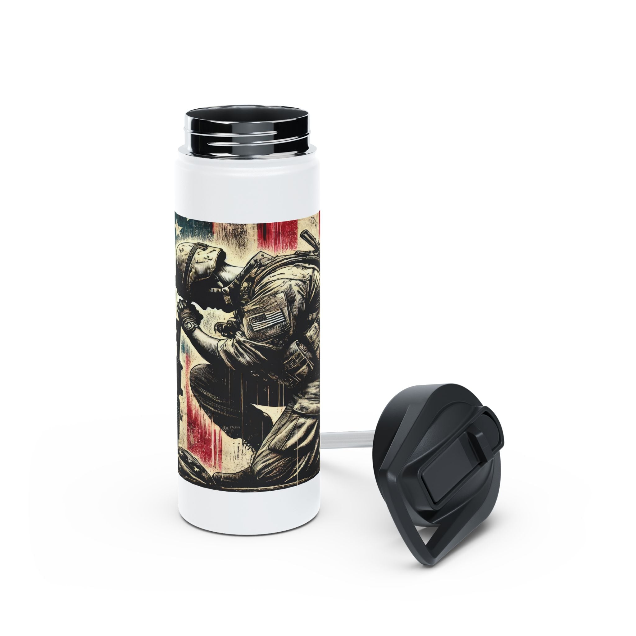 Patriotic Stainless Steel Water Bottle | Military Tribute
