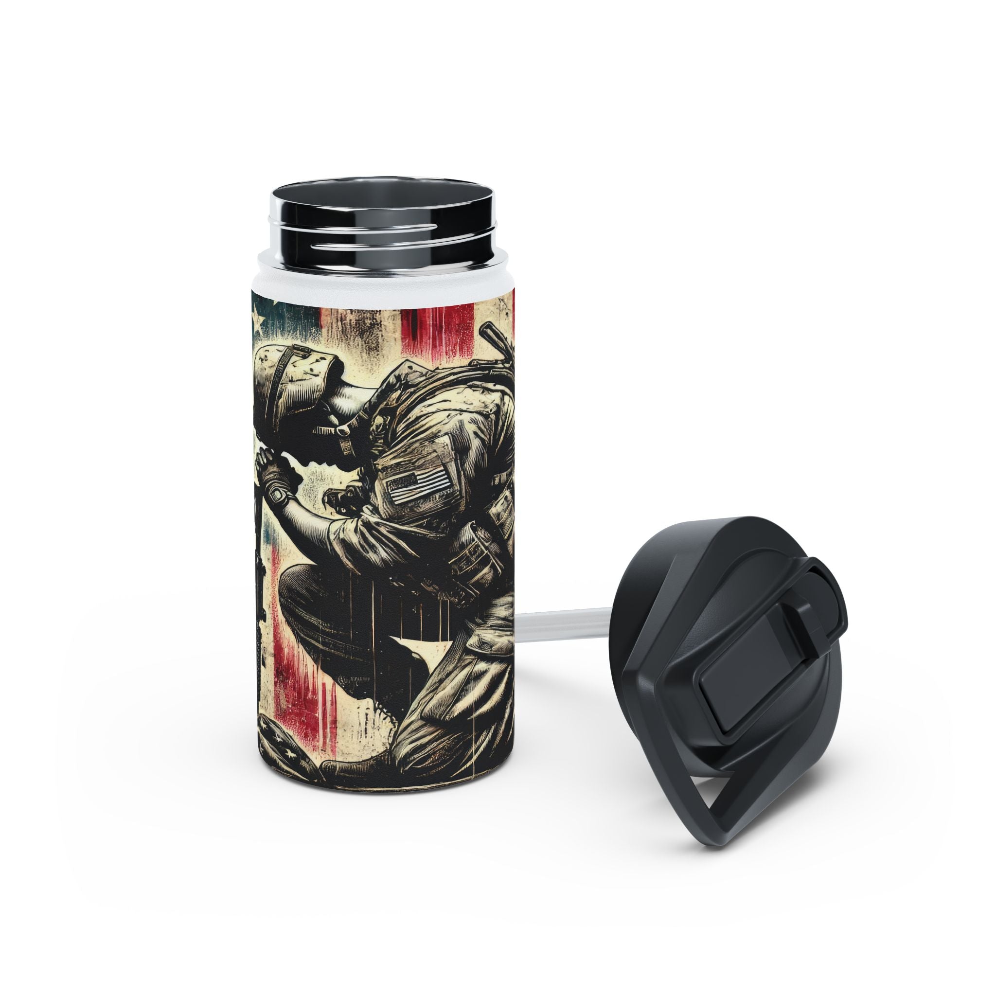 Patriotic Stainless Steel Water Bottle | Military Tribute