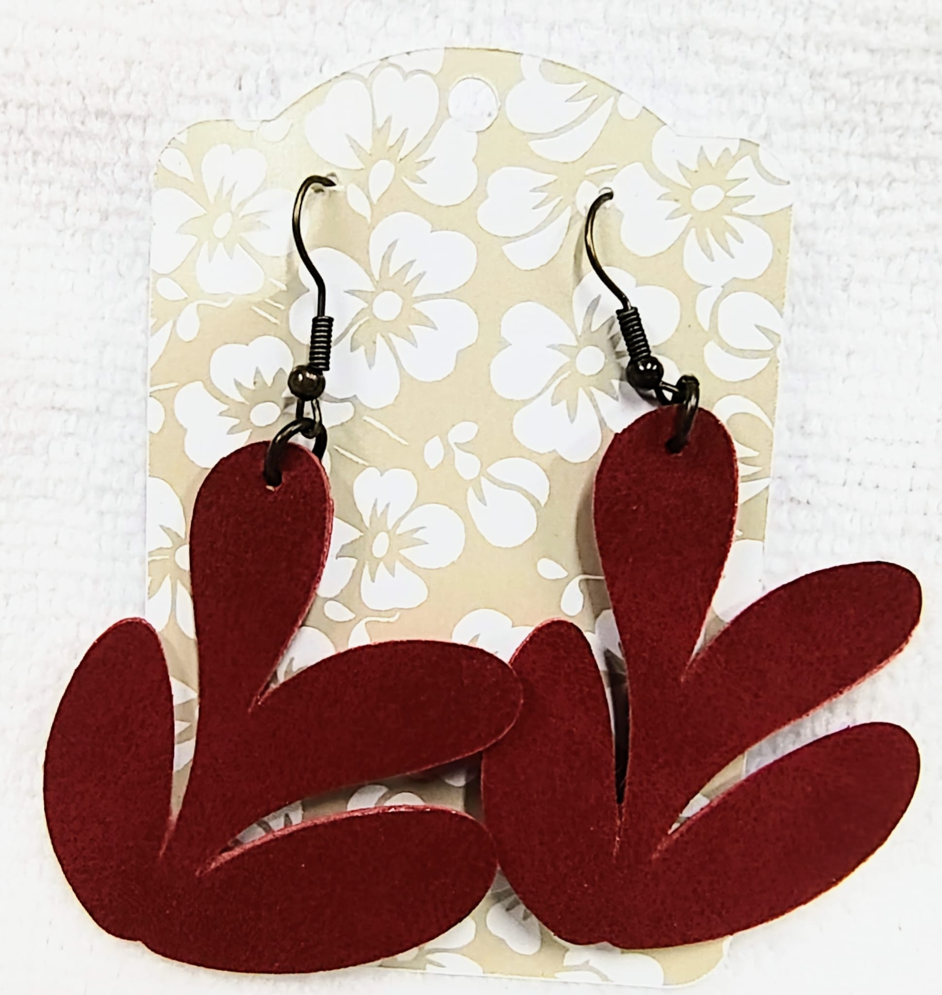 Bold Burgundy Botanical Drop Earrings - Imagination Print