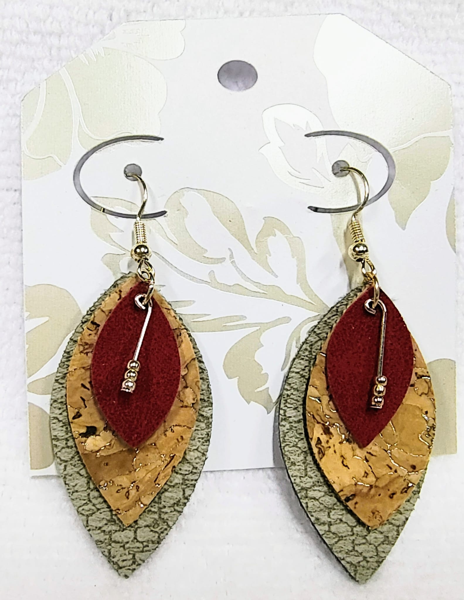 Cork & Faux Leather Dangle Earrings - Imagination Print