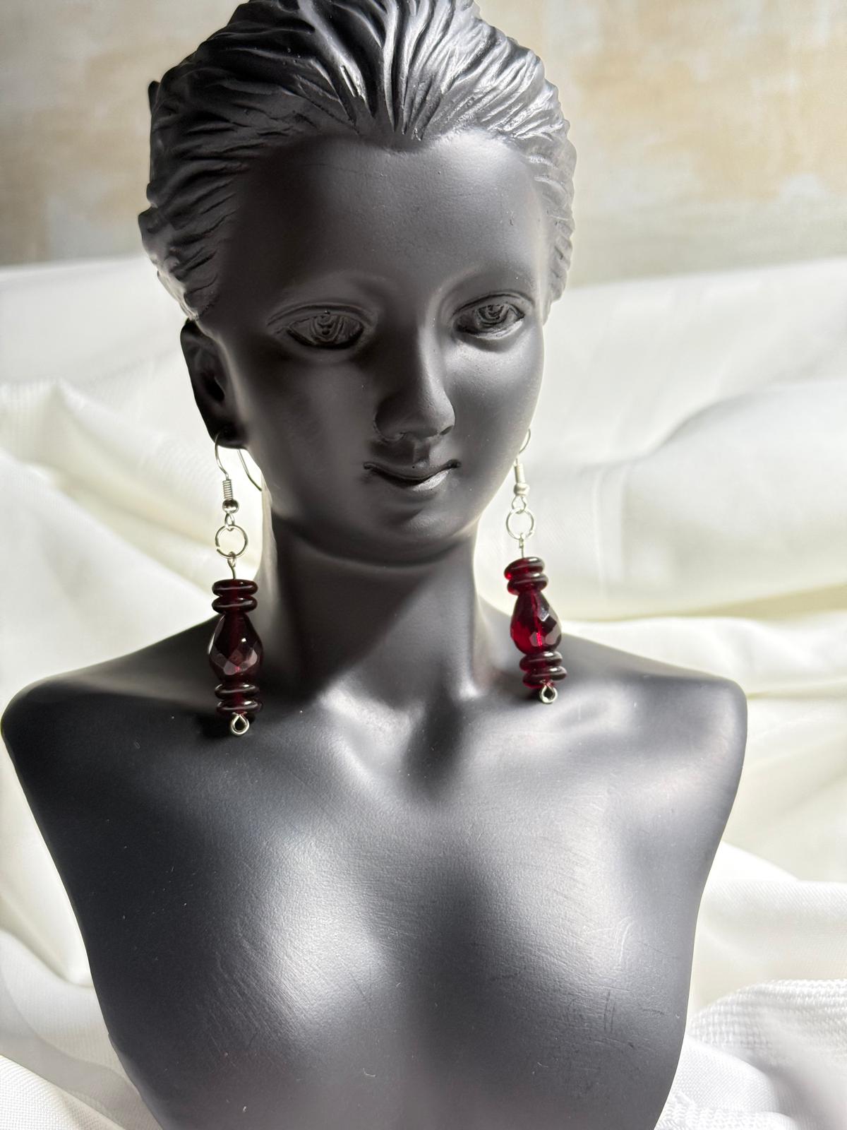Crimson Wine Drop Earrings - Imagination Print