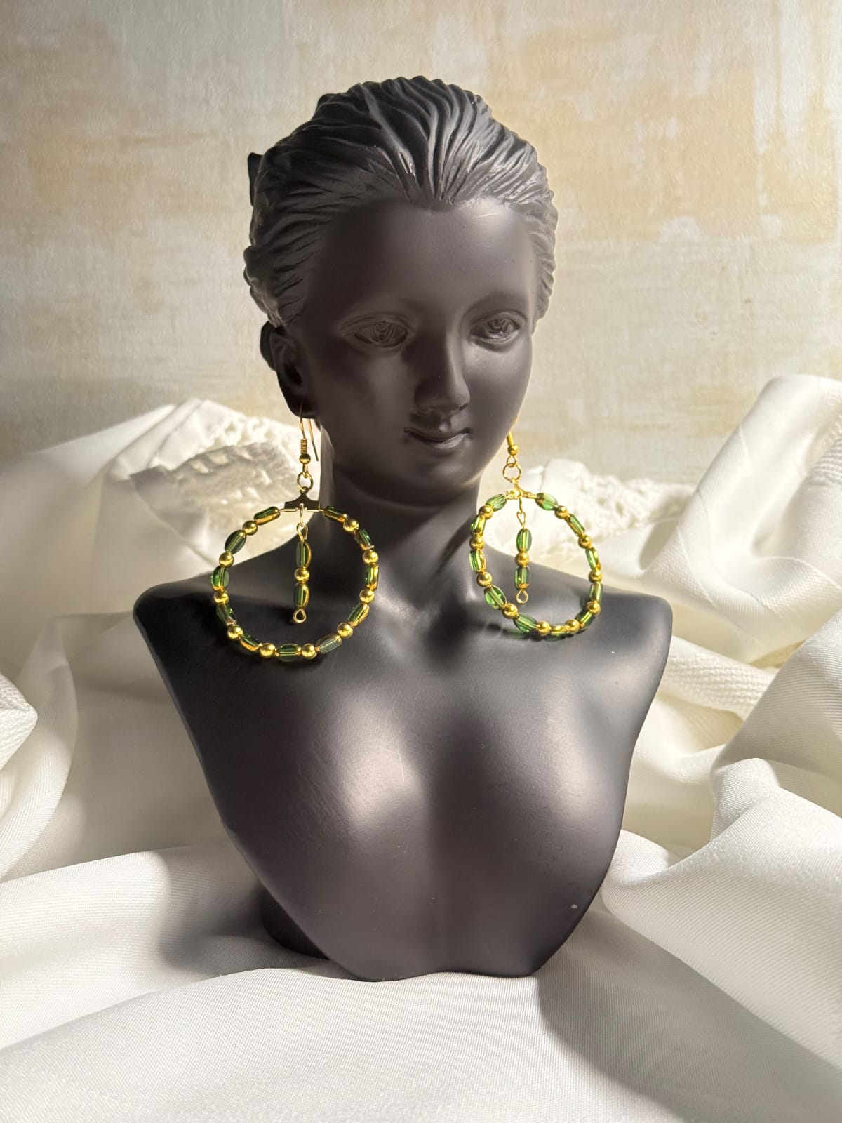 Emerald Glow Hoop Earrings - Imagination Print