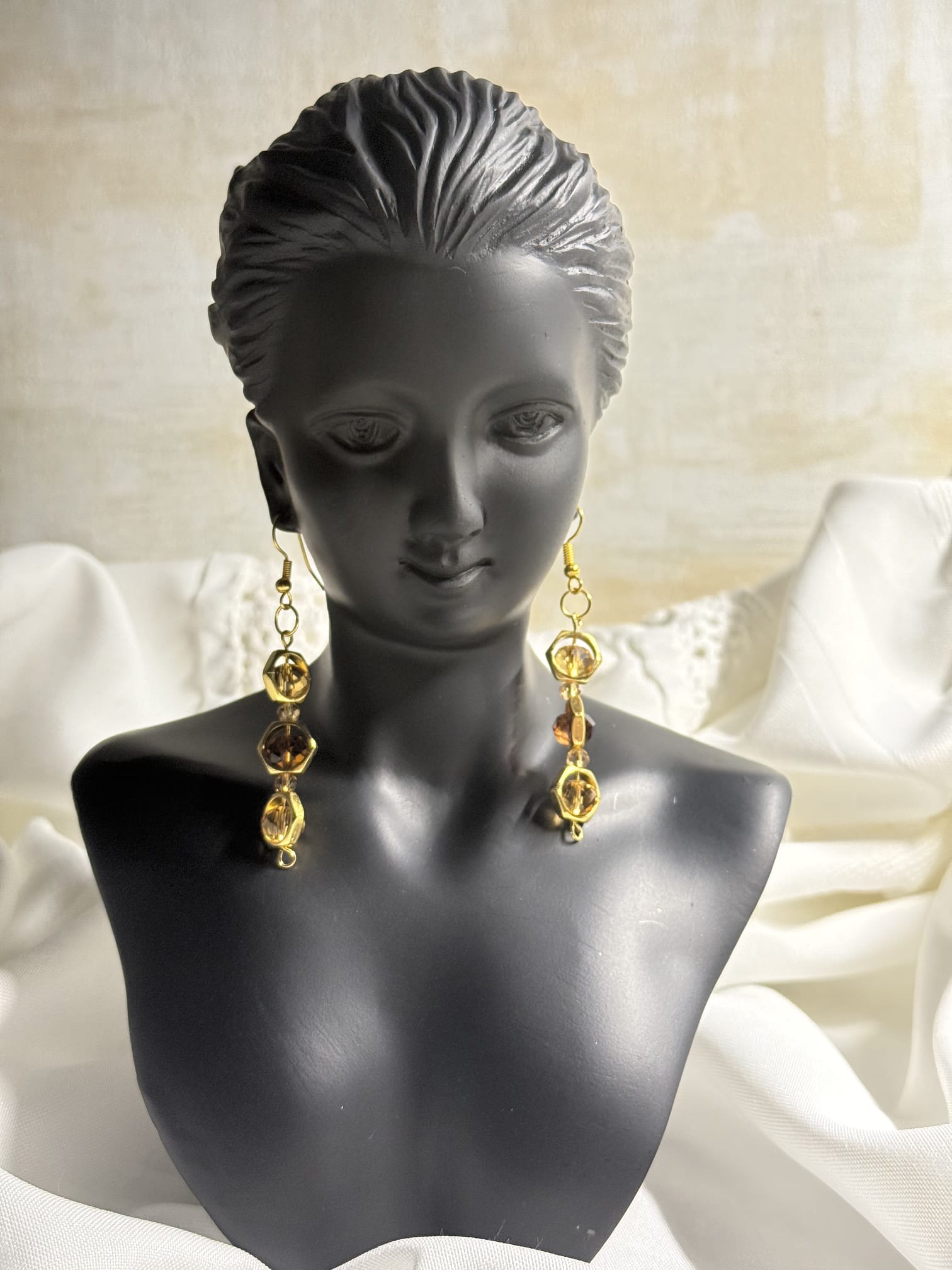 Golden Amber Drop Earrings - Imagination Print