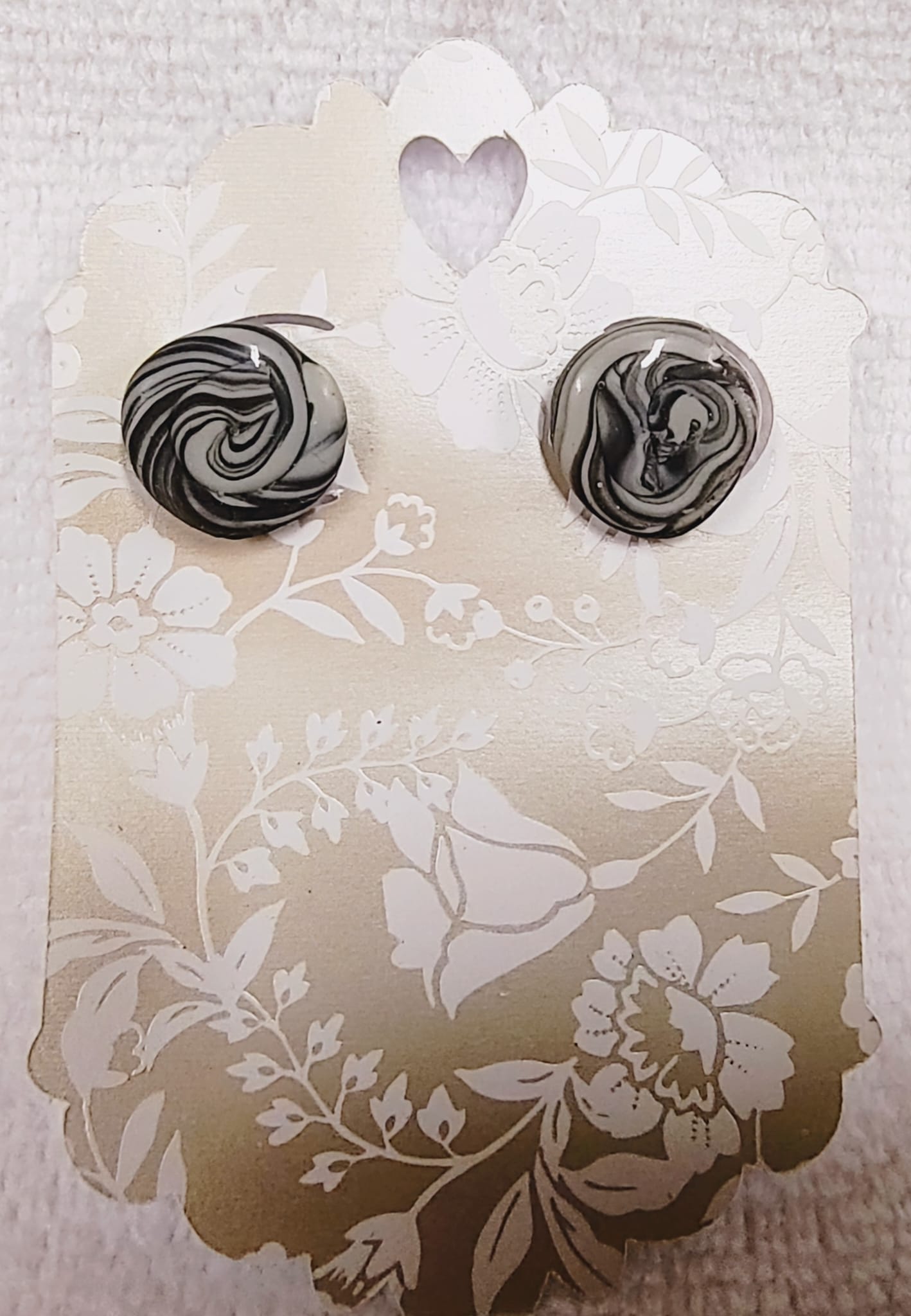 Grey Clay Swirl Earrings - Imagination Print