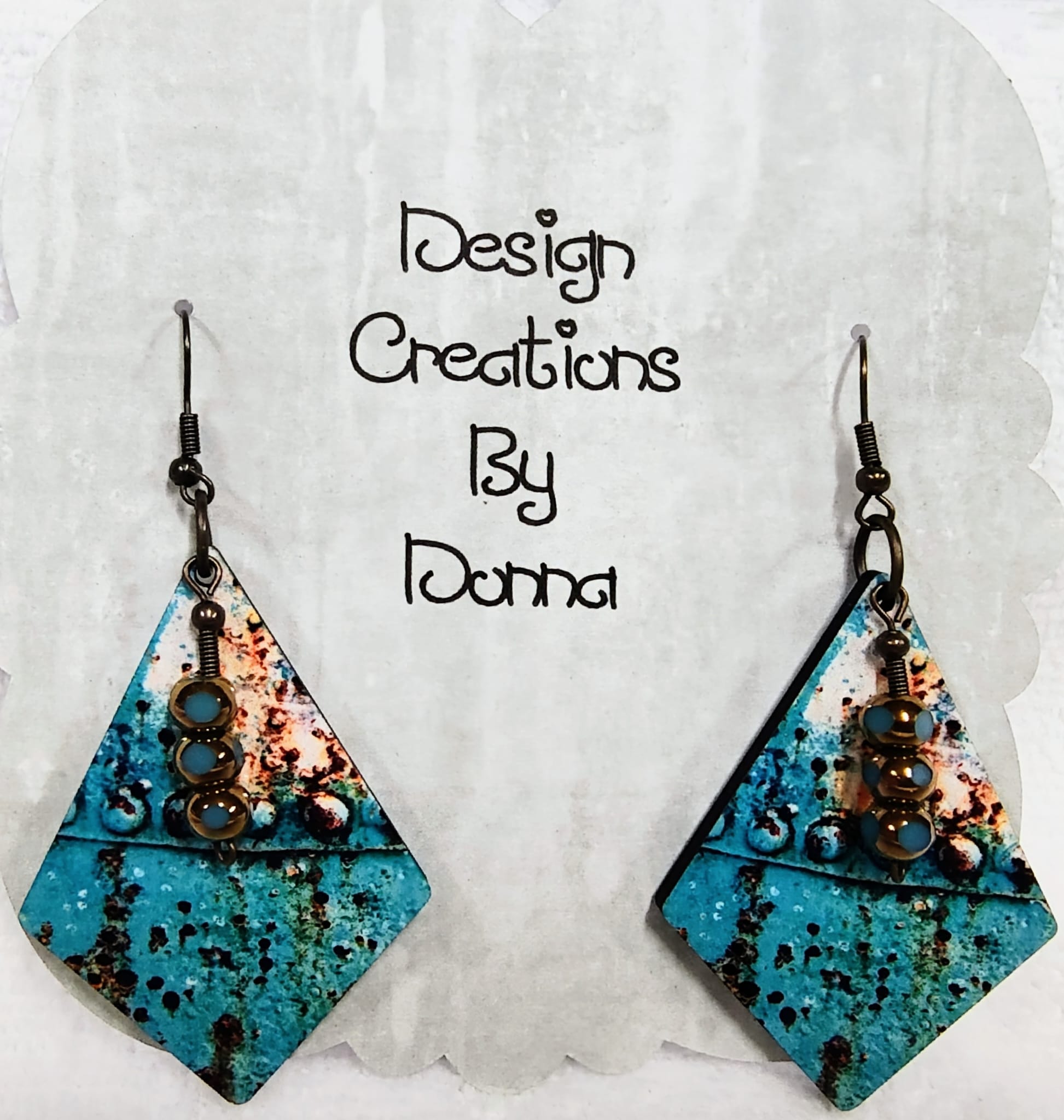Rust Ocean Patina Drop Earrings - Imagination Print