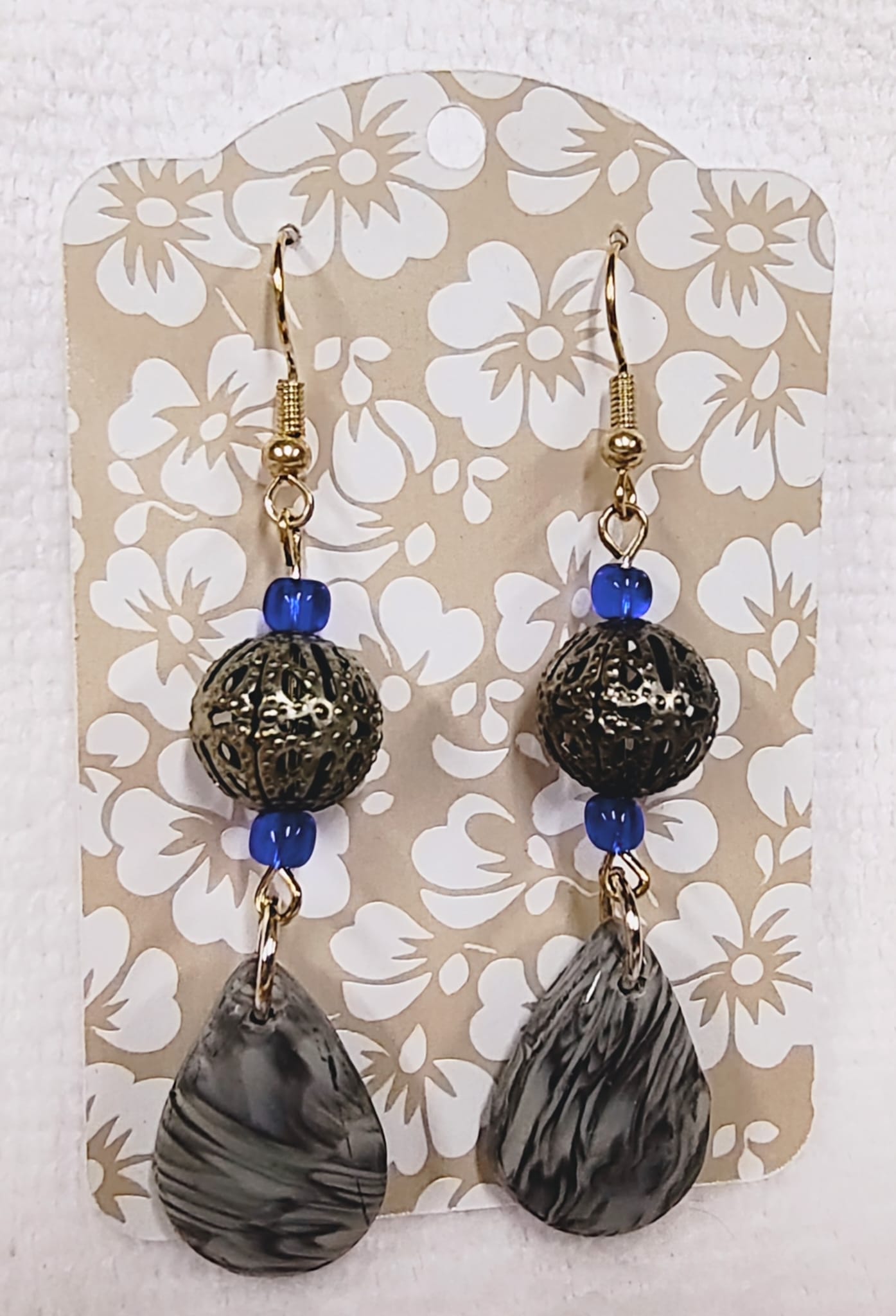 Shadow Stone Teardrop Dangles - Imagination Print