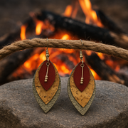Cork & Faux Leather Dangle Earrings - Imagination Print