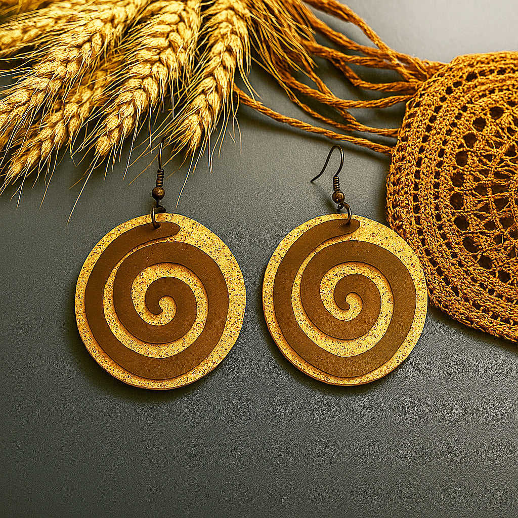 Earthen Spiral Drop Earrings - Imagination Print