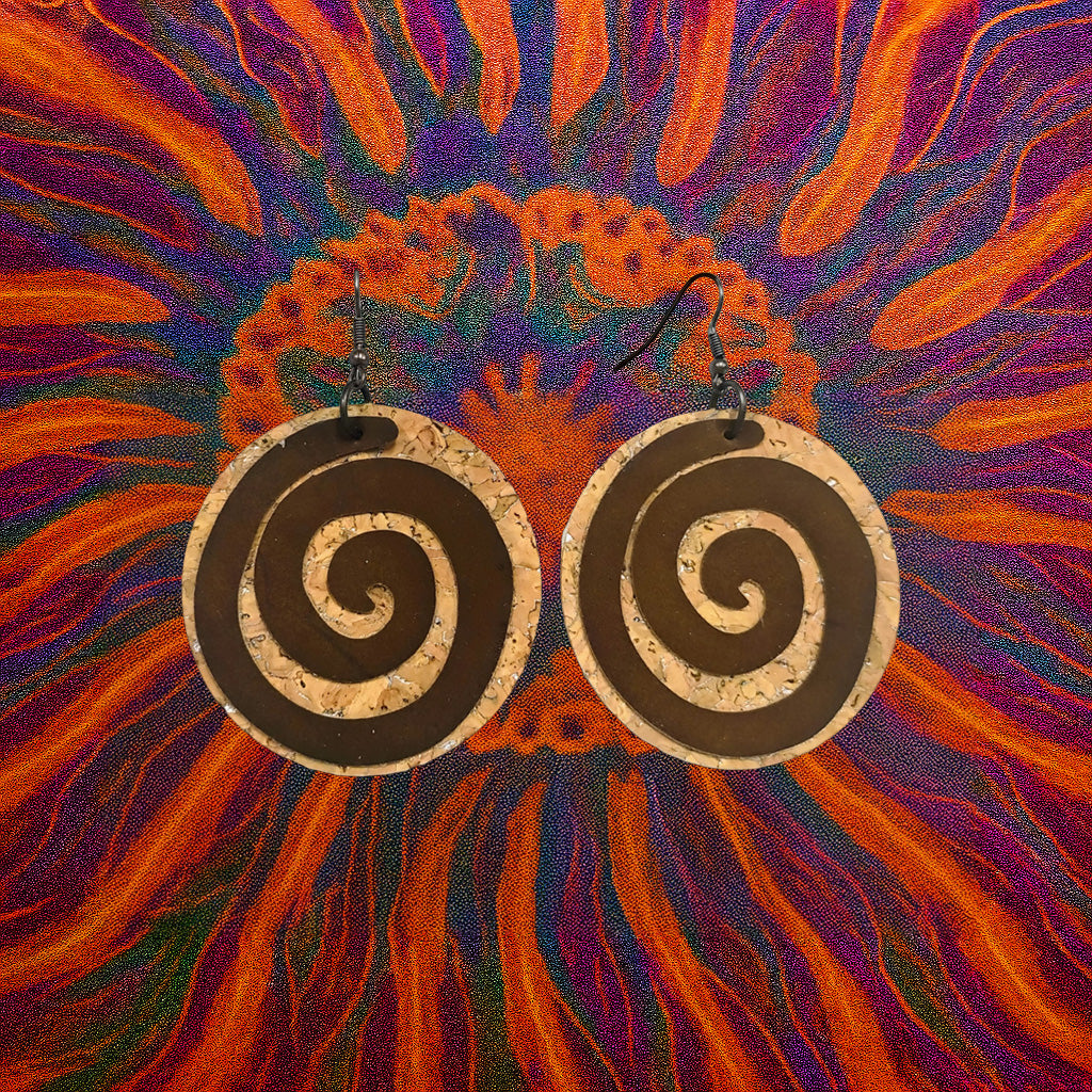 Earthen Spiral Drop Earrings - Imagination Print