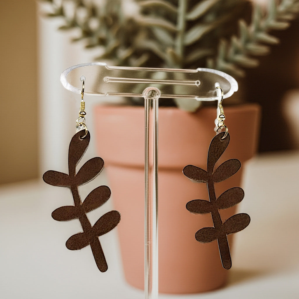 Nature Path Faux Suede Earrings - Imagination Print