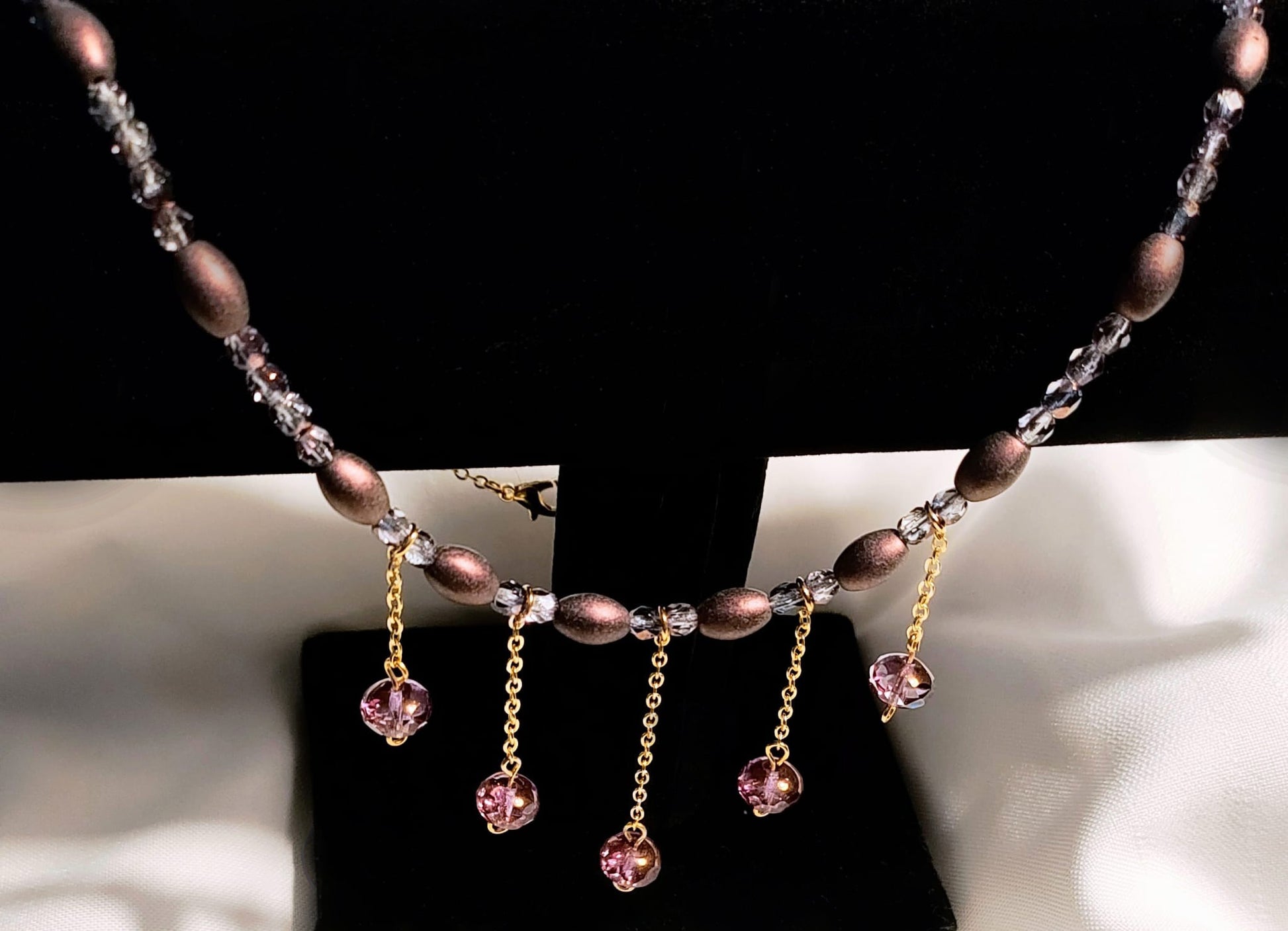 Rosé Drop Elegance Beaded Necklace - Imagination Print
