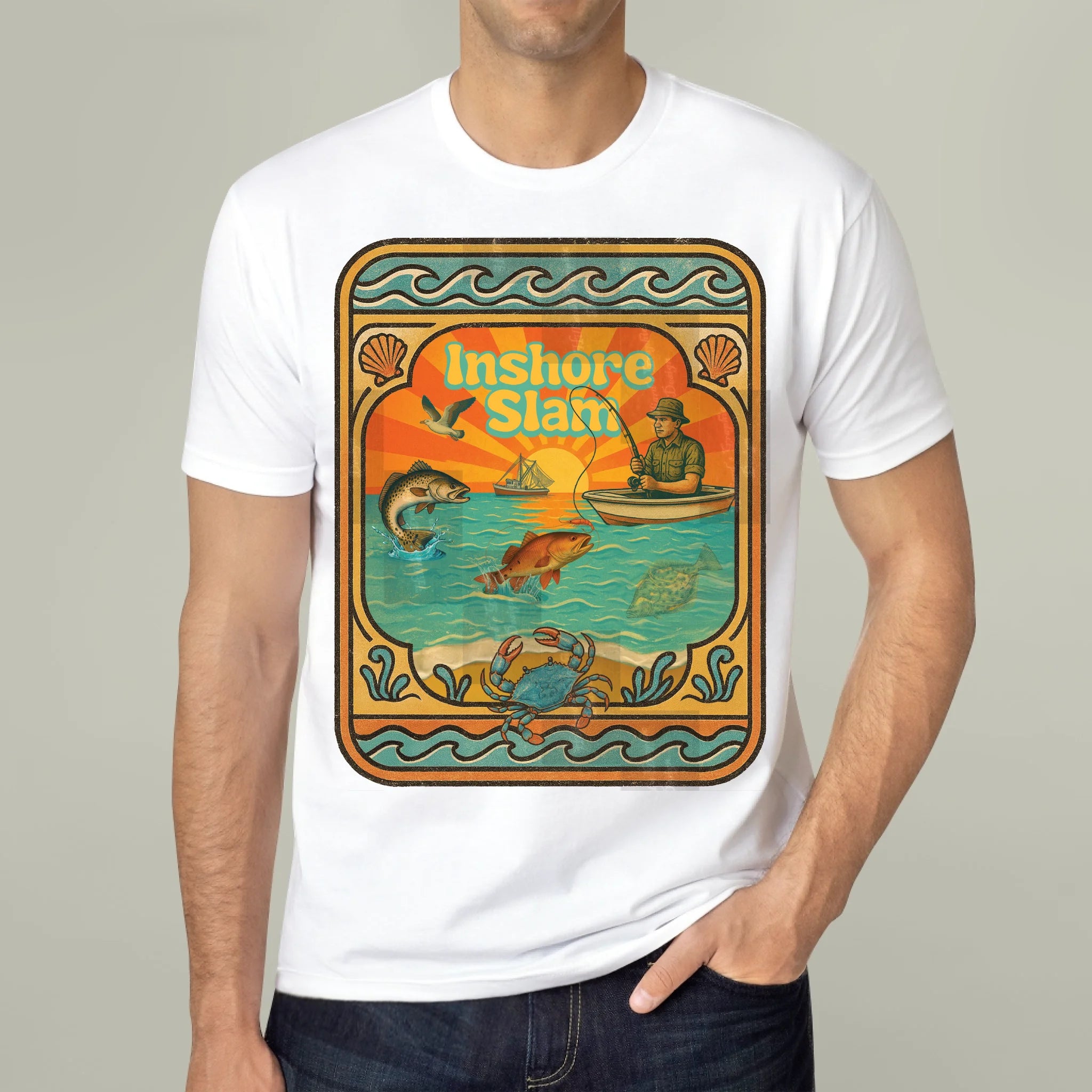 Inshore Slam Retro Fishing T-Shirt - Imagination Print