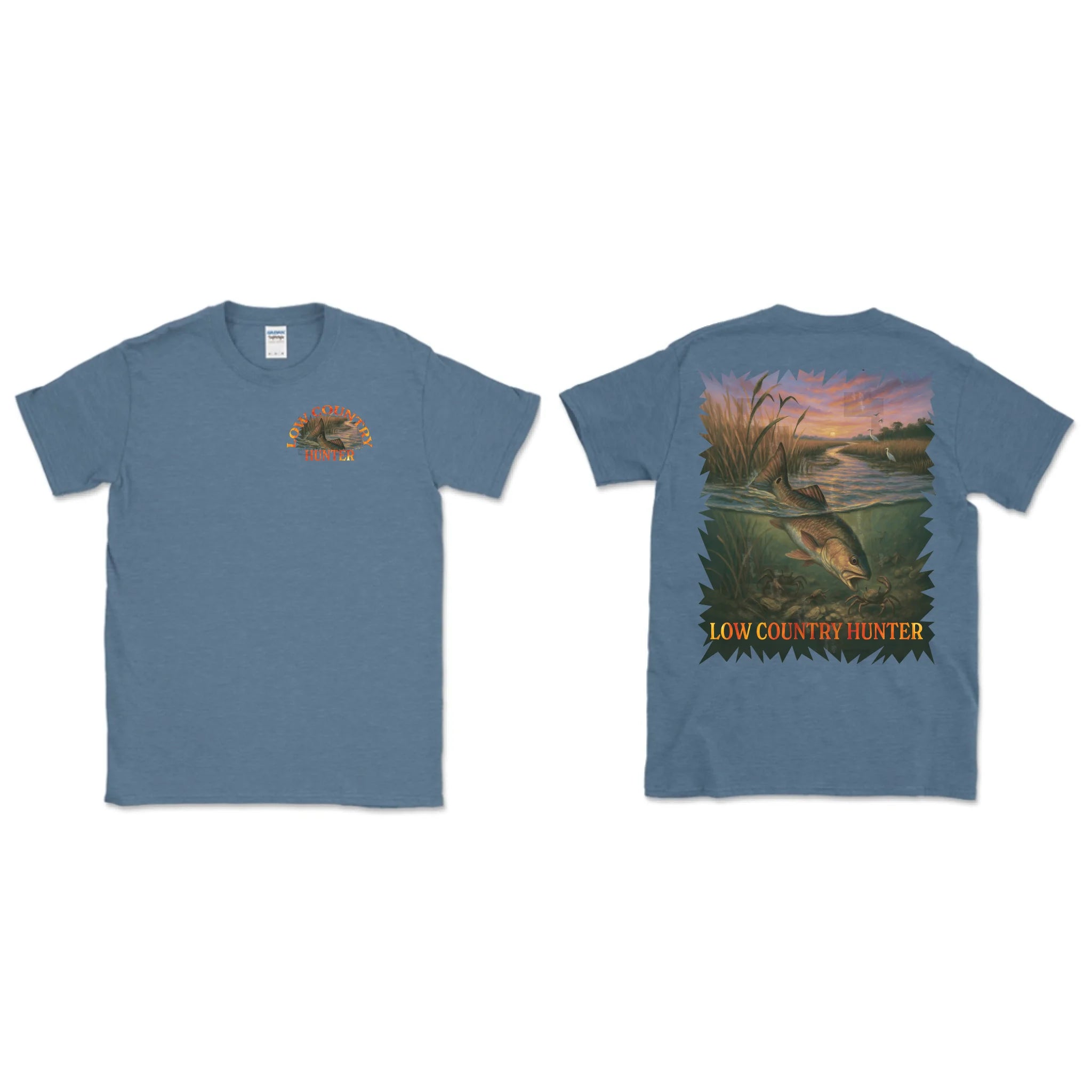 Gildan 64000 Adult Softstyle T-Shirt f+b Heather Indigo