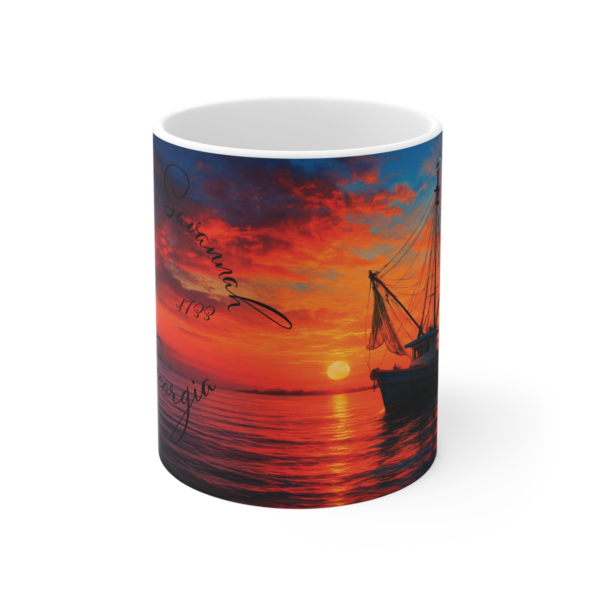 Historic Savannah Shrimp Boat Mug, Collectible Souvenir Mug