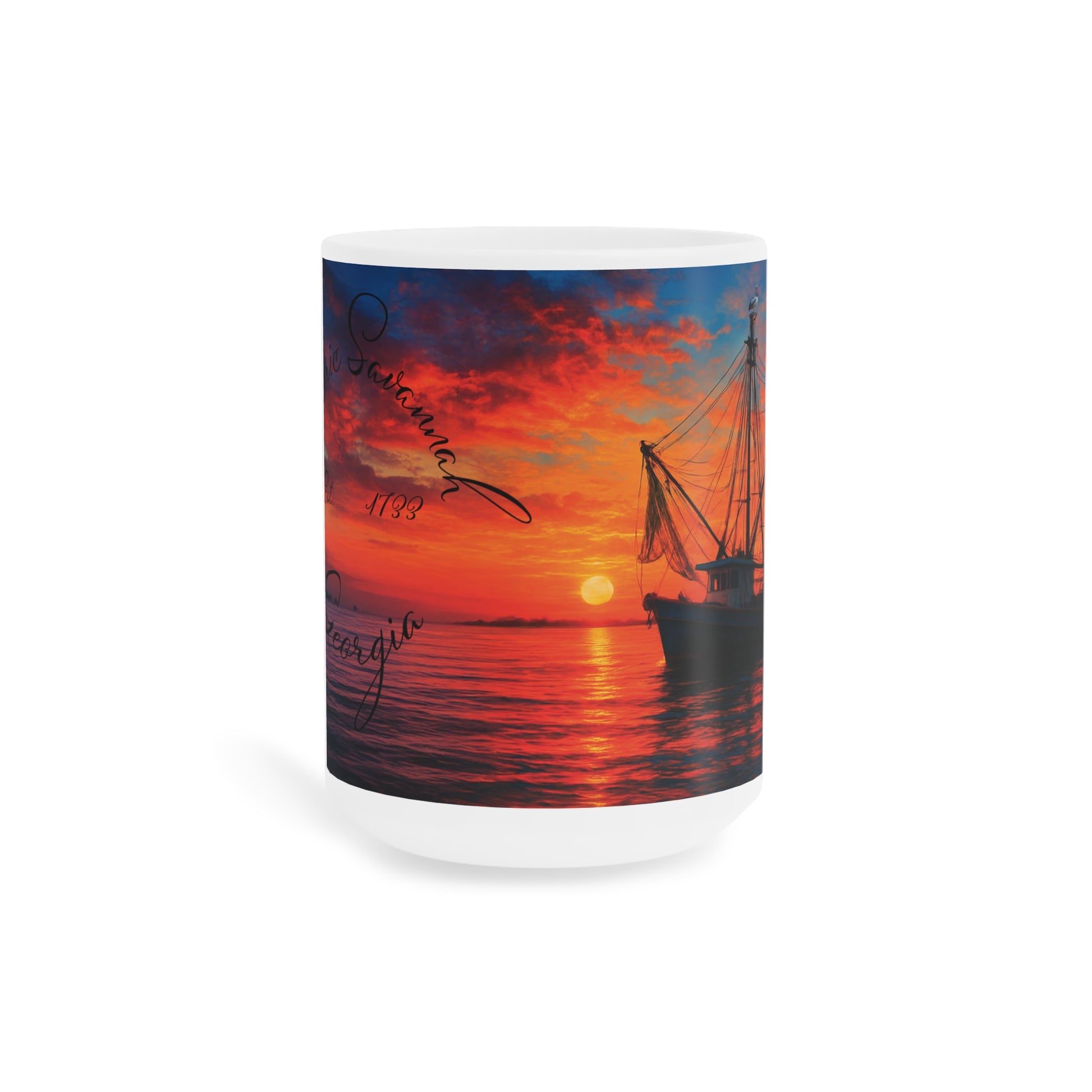 Historic Savannah Shrimp Boat Mug, Collectible Souvenir Mug