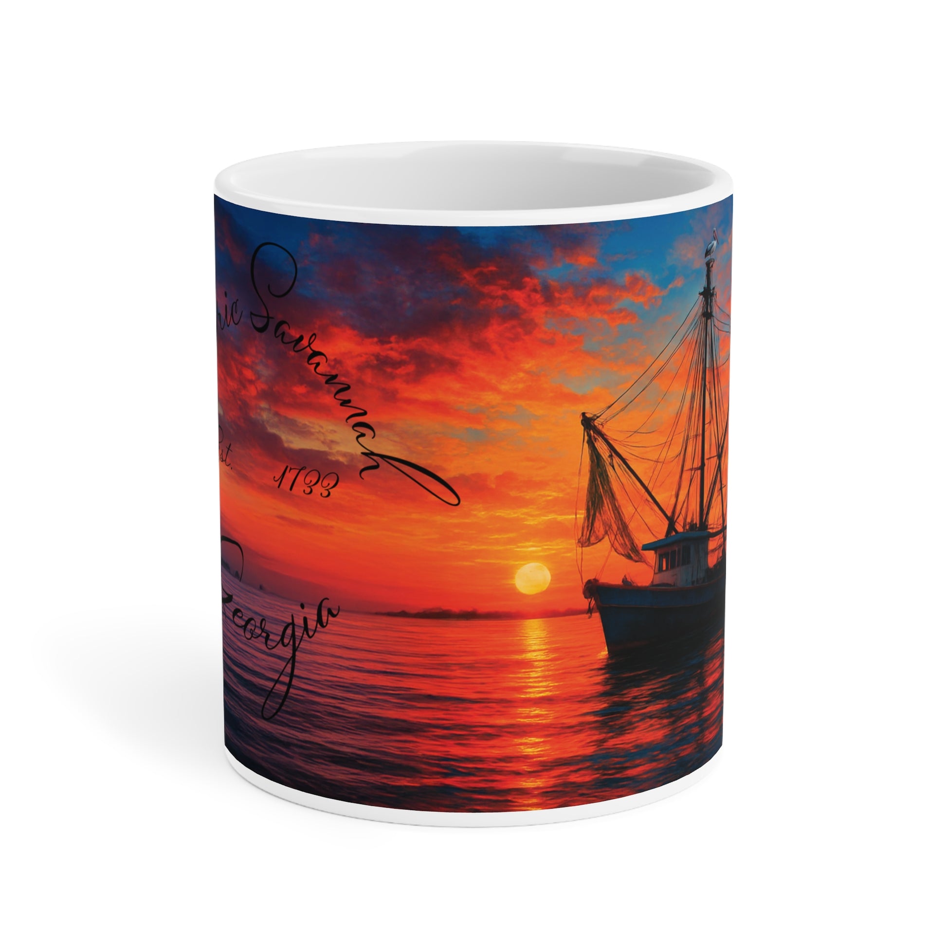 Historic Savannah Shrimp Boat Mug, Collectible Souvenir Mug