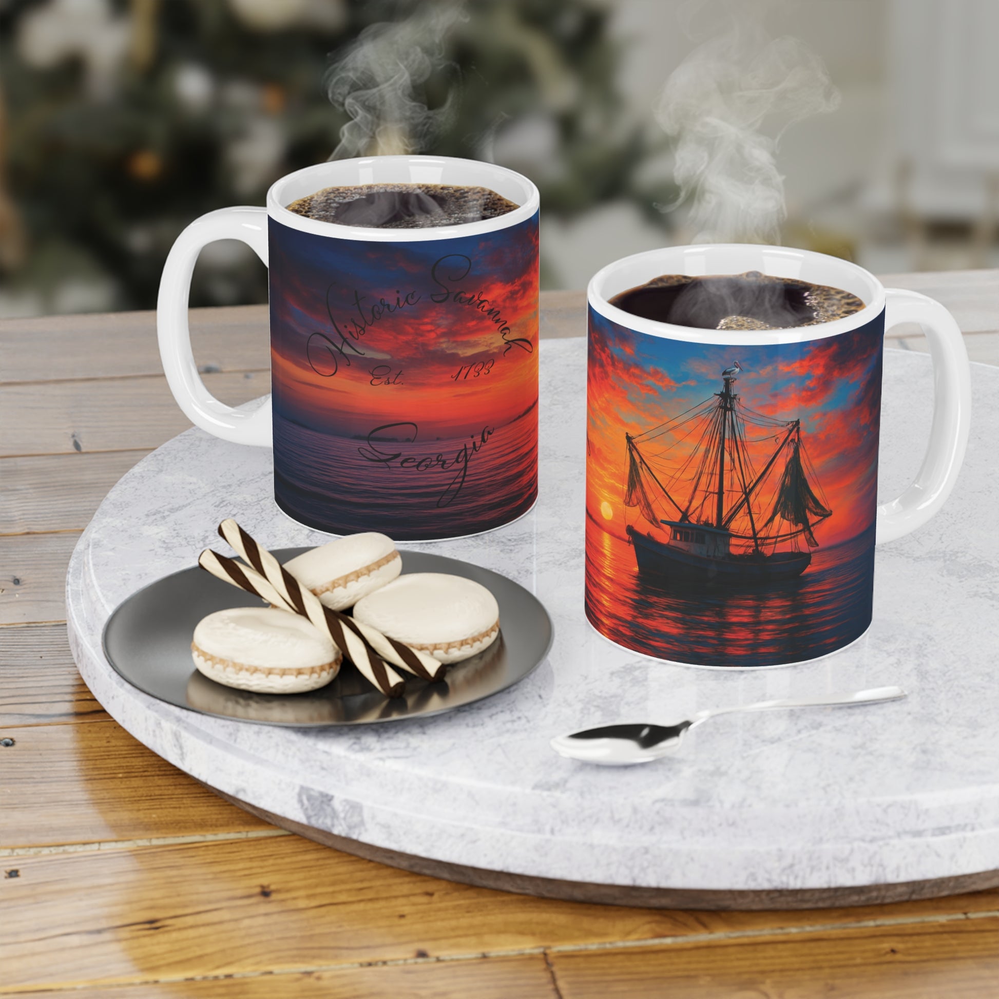 Historic Savannah Shrimp Boat Mug, Collectible Souvenir Mug