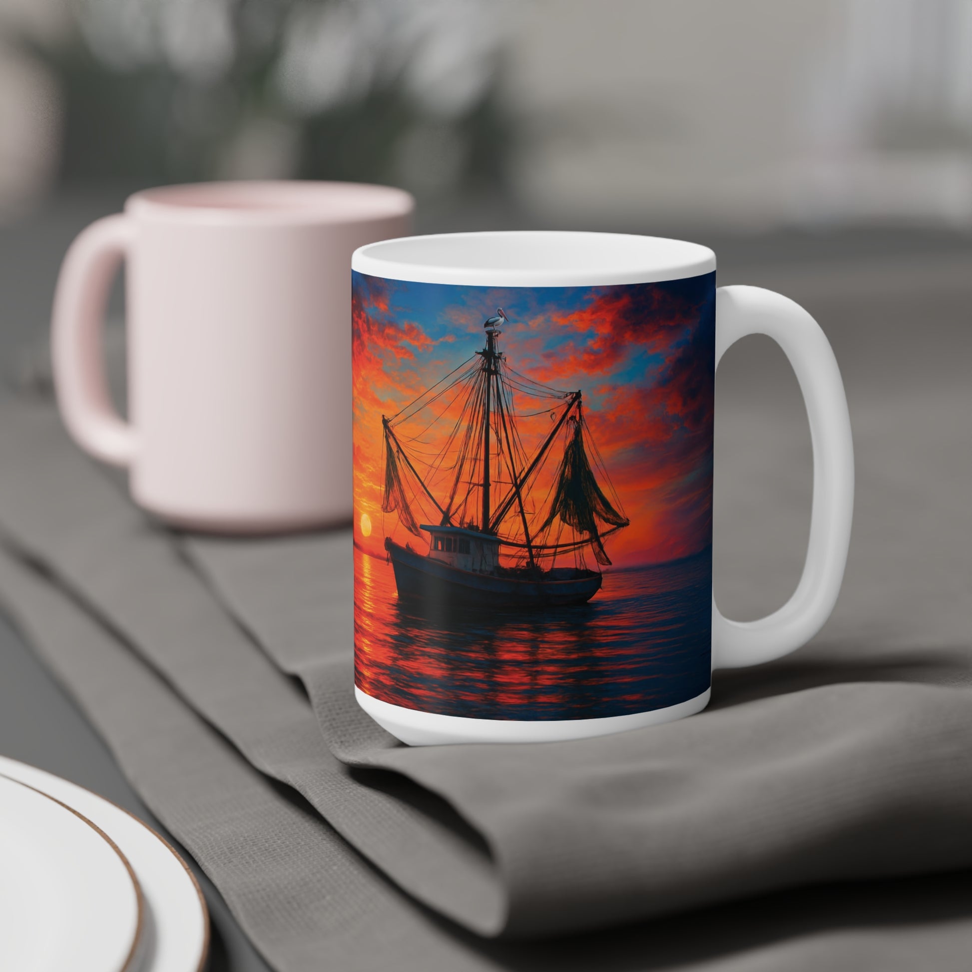 Historic Savannah Shrimp Boat Mug, Collectible Souvenir Mug