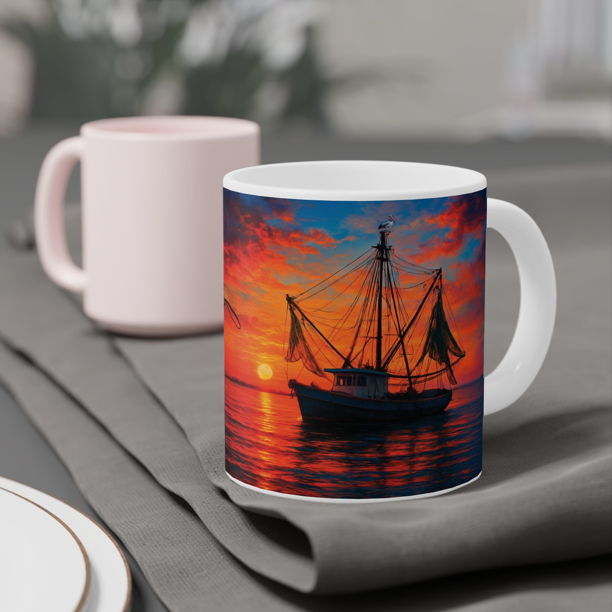 Historic Savannah Shrimp Boat Mug, Collectible Souvenir Mug - Imagination Print