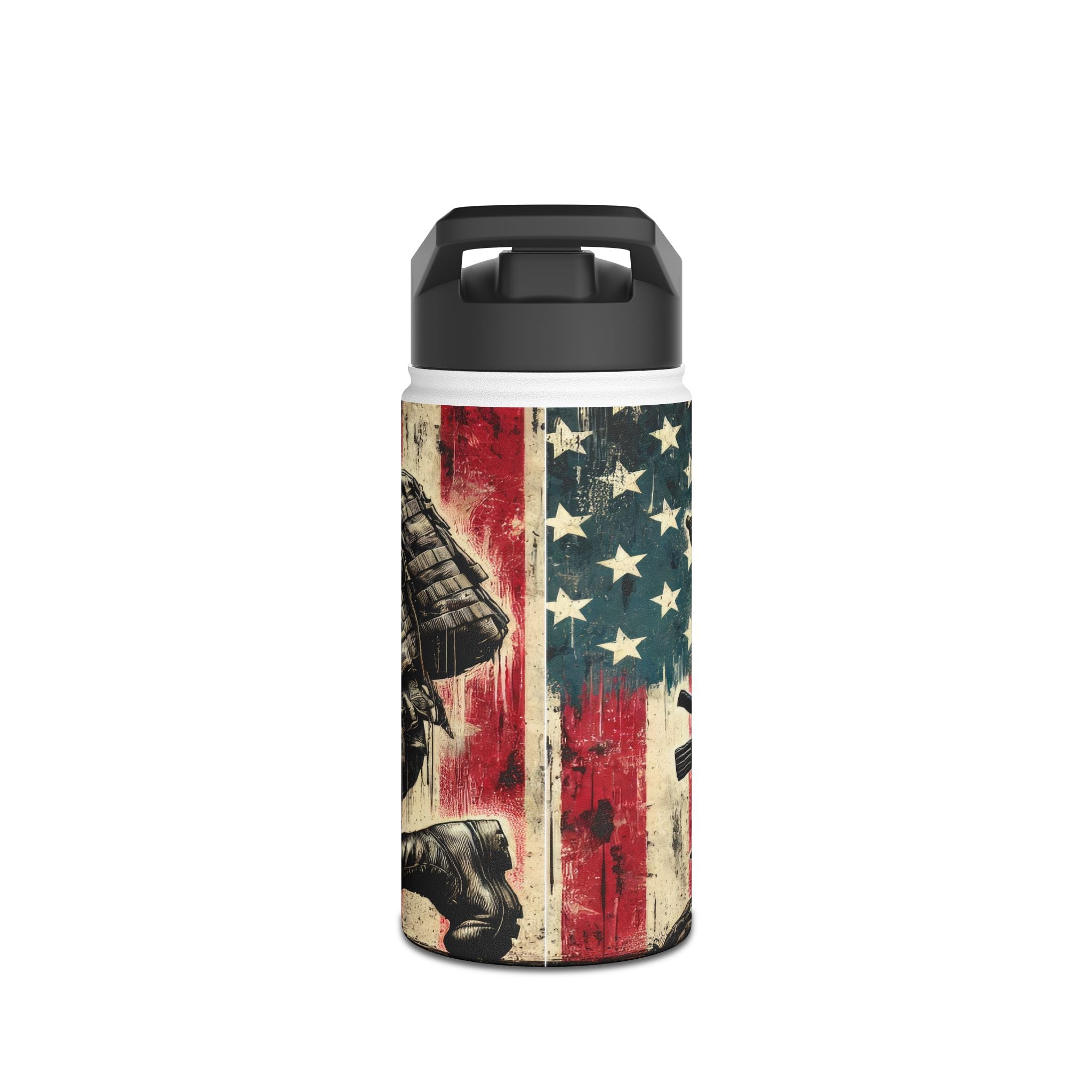 Patriotic Stainless Steel Water Bottle, Military Tribute