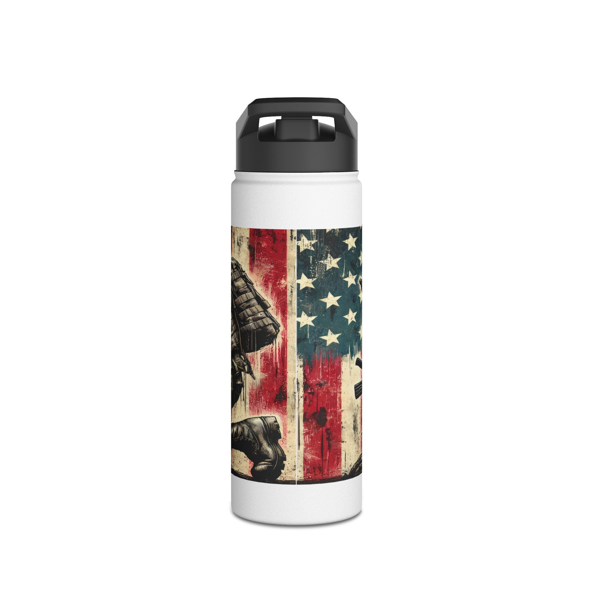 Patriotic Stainless Steel Water Bottle, Military Tribute