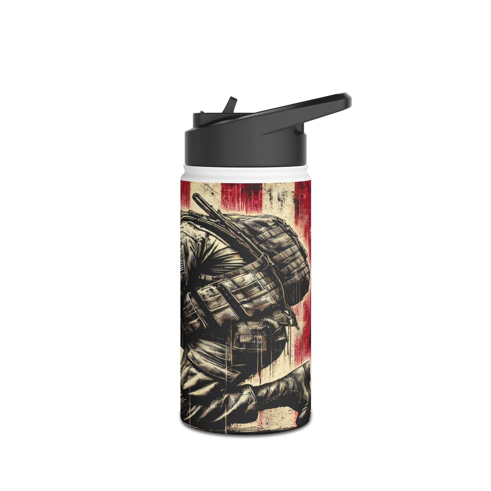 Patriotic Stainless Steel Water Bottle, Military Tribute