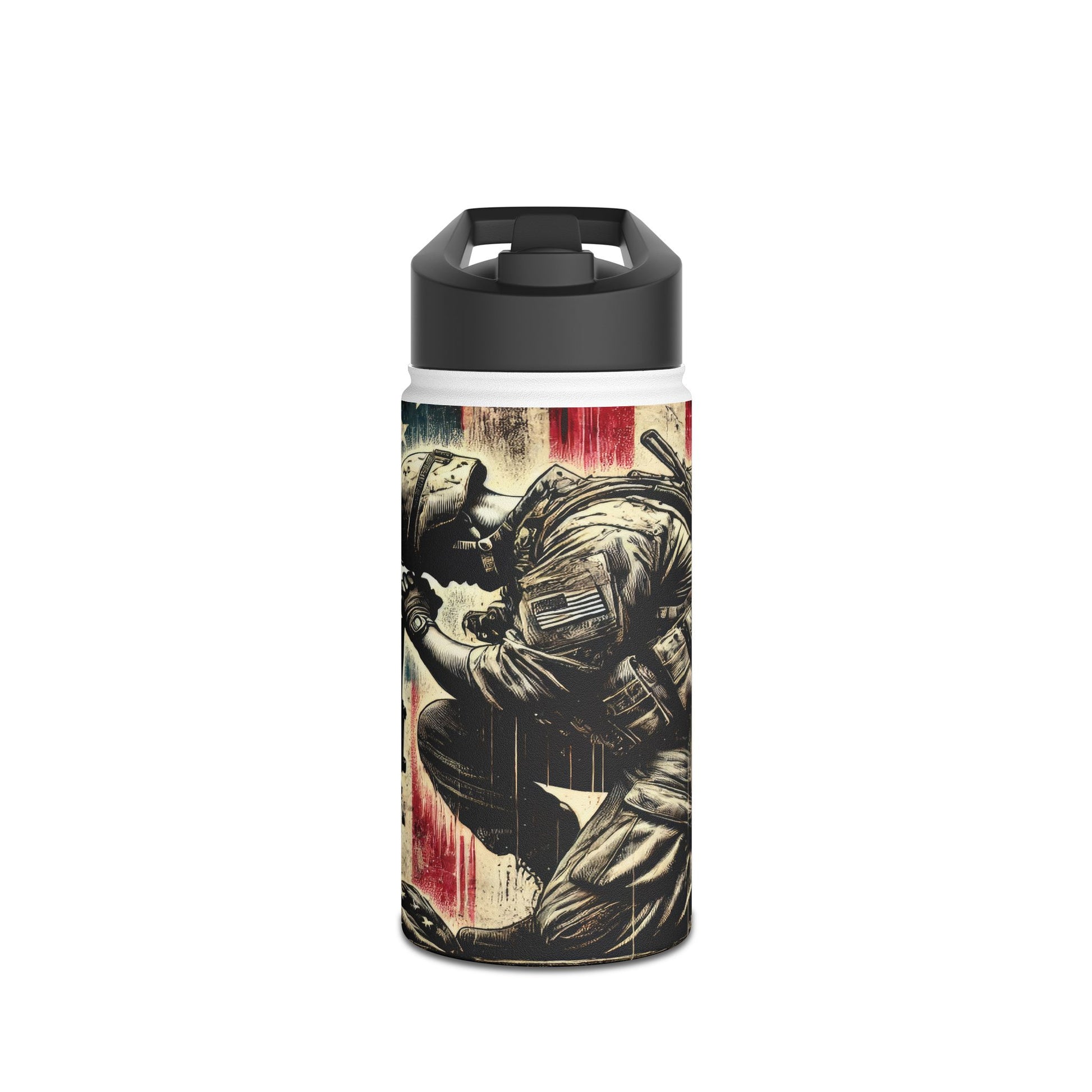 Patriotic Stainless Steel Water Bottle, Military Tribute