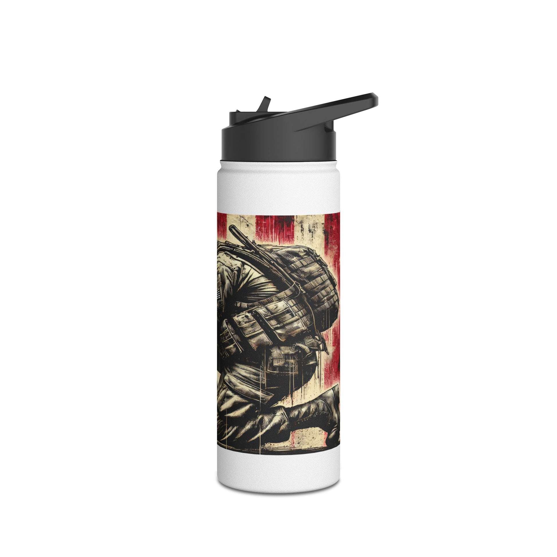 Patriotic Stainless Steel Water Bottle, Military Tribute