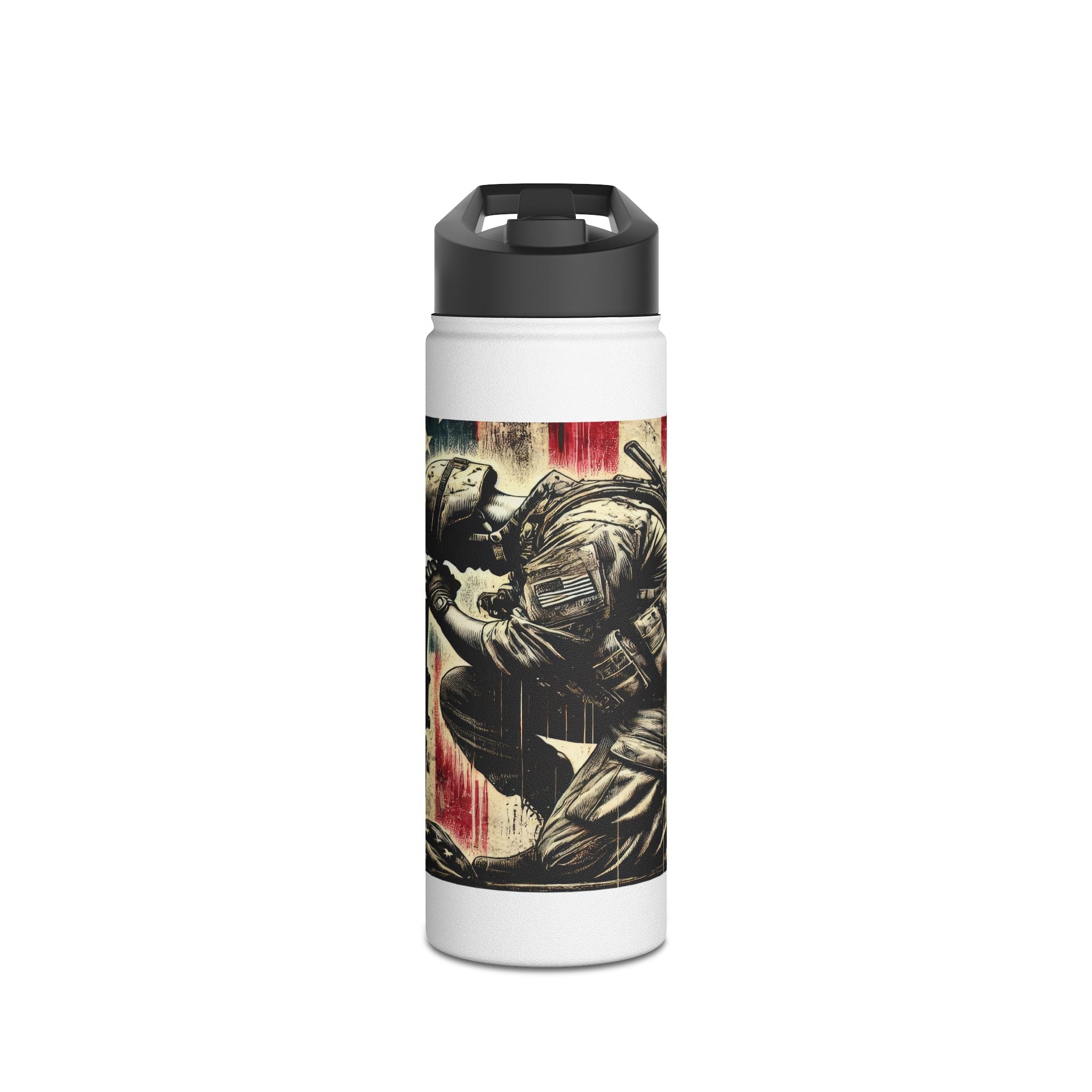 Patriotic Stainless Steel Water Bottle, Military Tribute