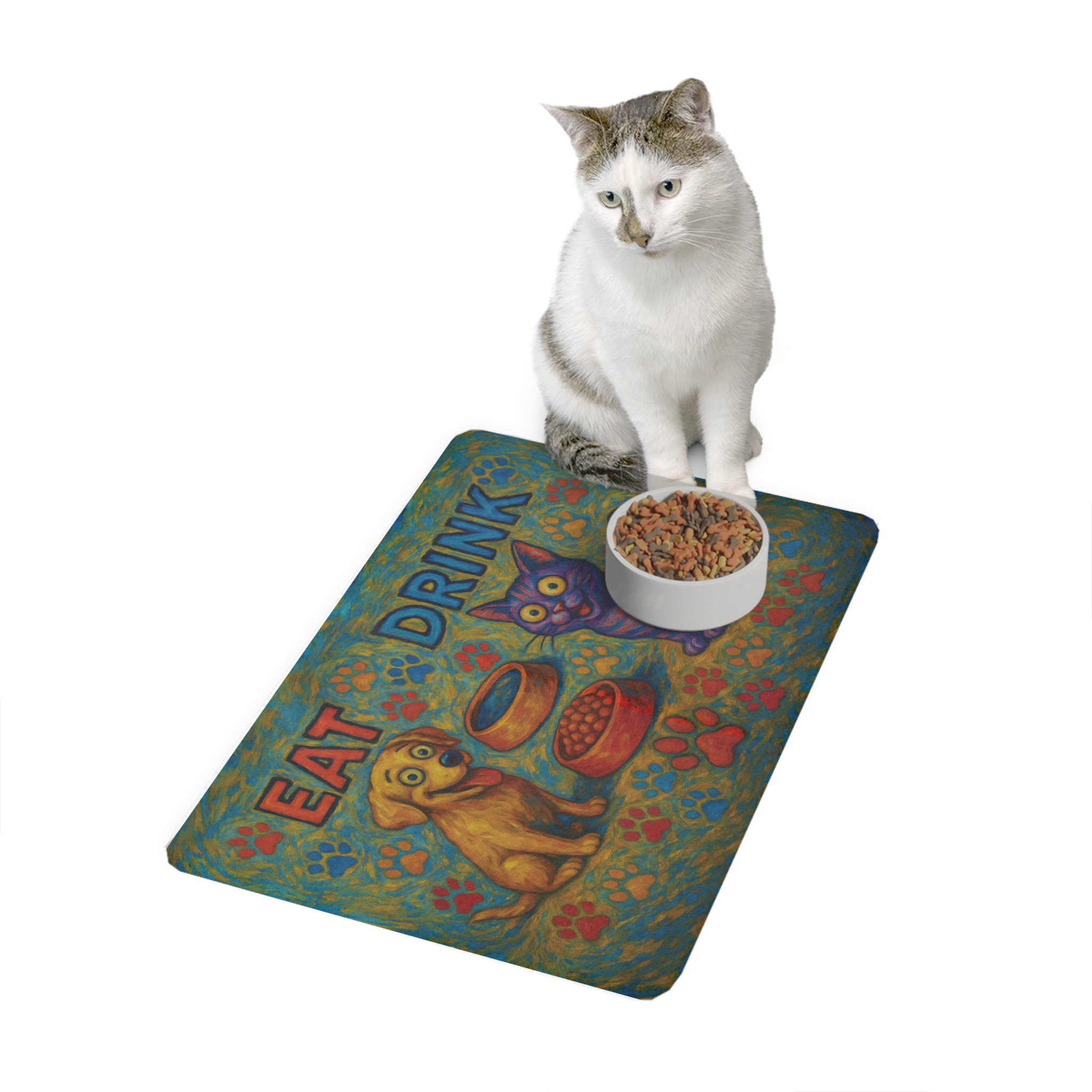 Colorful Pet Food Mat - Imagination Print