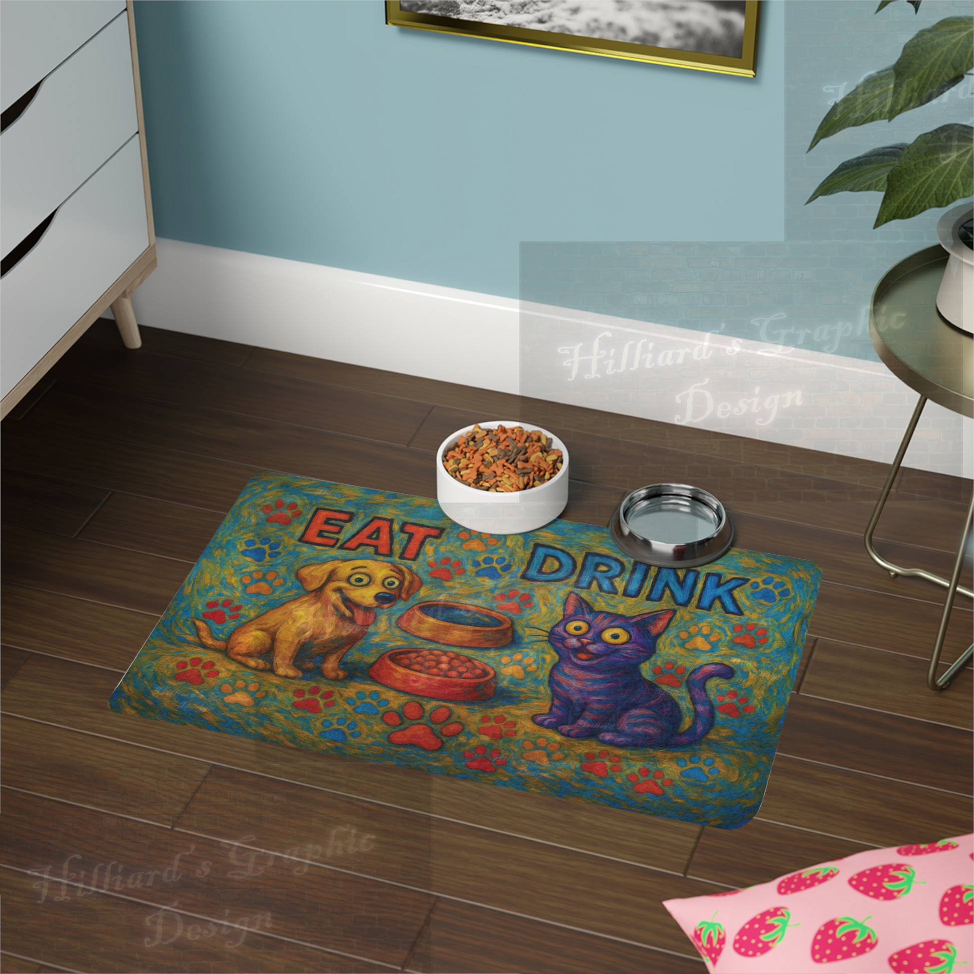 Colorful Pet Food Mat - Imagination Print
